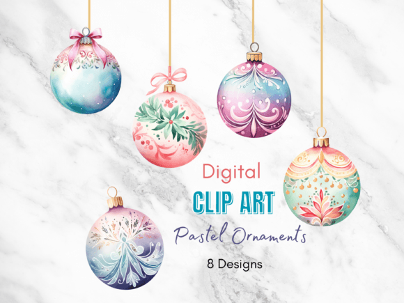 Download Pastel Christmas Ornament Clipart - Premium Bundle