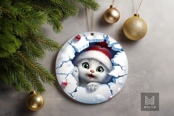 Download Cute 3D Cat Christmas Ornament Clipart - Premium Bundle